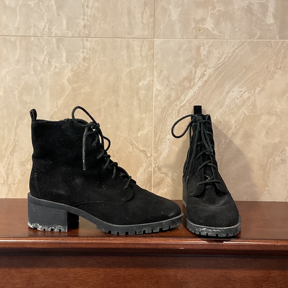 Caslon Black Lace-Up Waterproof Boots, Size 8.5